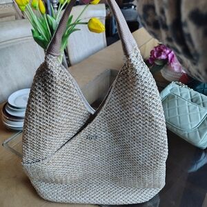 Elegant Tan Woven Tote Bag